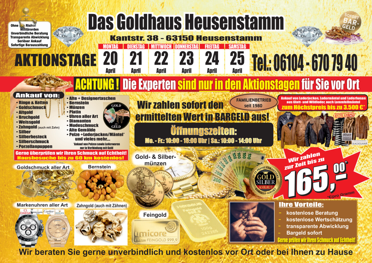 Das Goldhaus Heusenstamm vom Montag, 20.04.2026