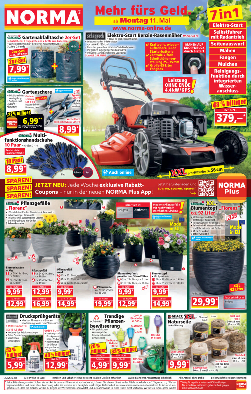 Norma vom Samstag, 09.05.2026