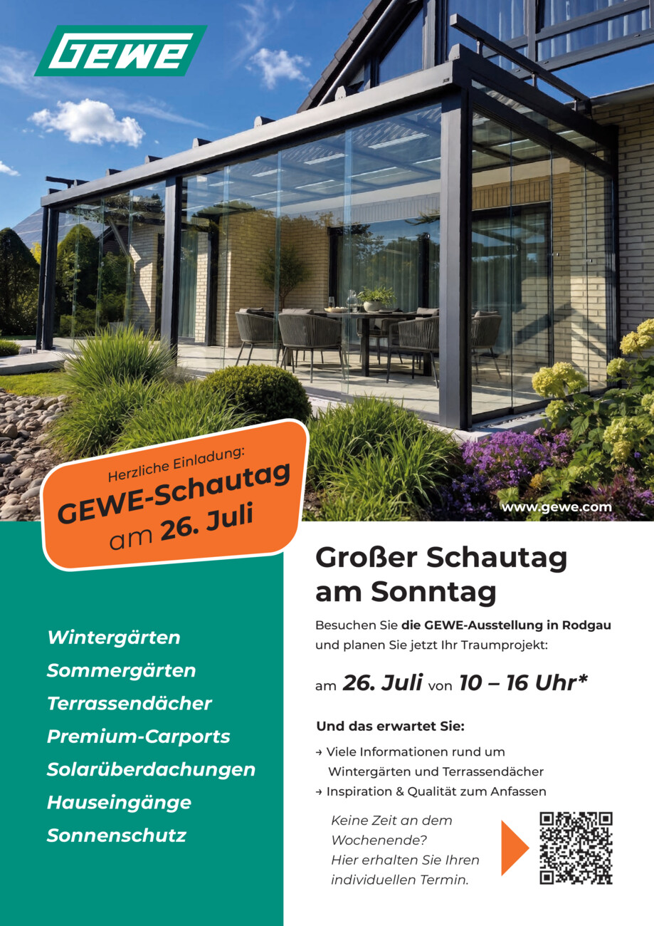 GEWE_Schautag vom Samstag, 25.07.2026
