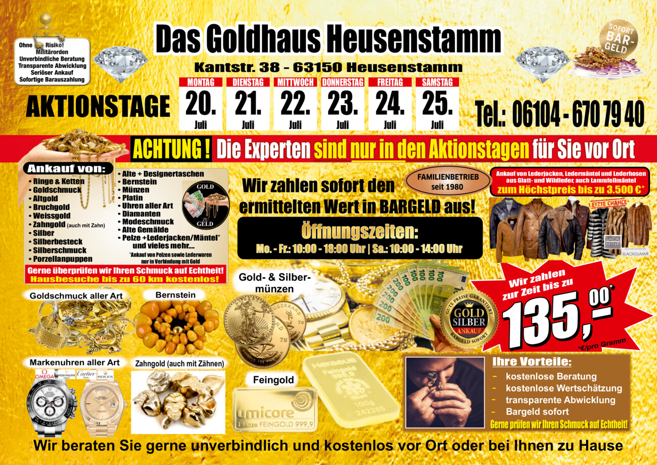 Das Goldhaus Heusenstamm vom Montag, 20.07.2026
