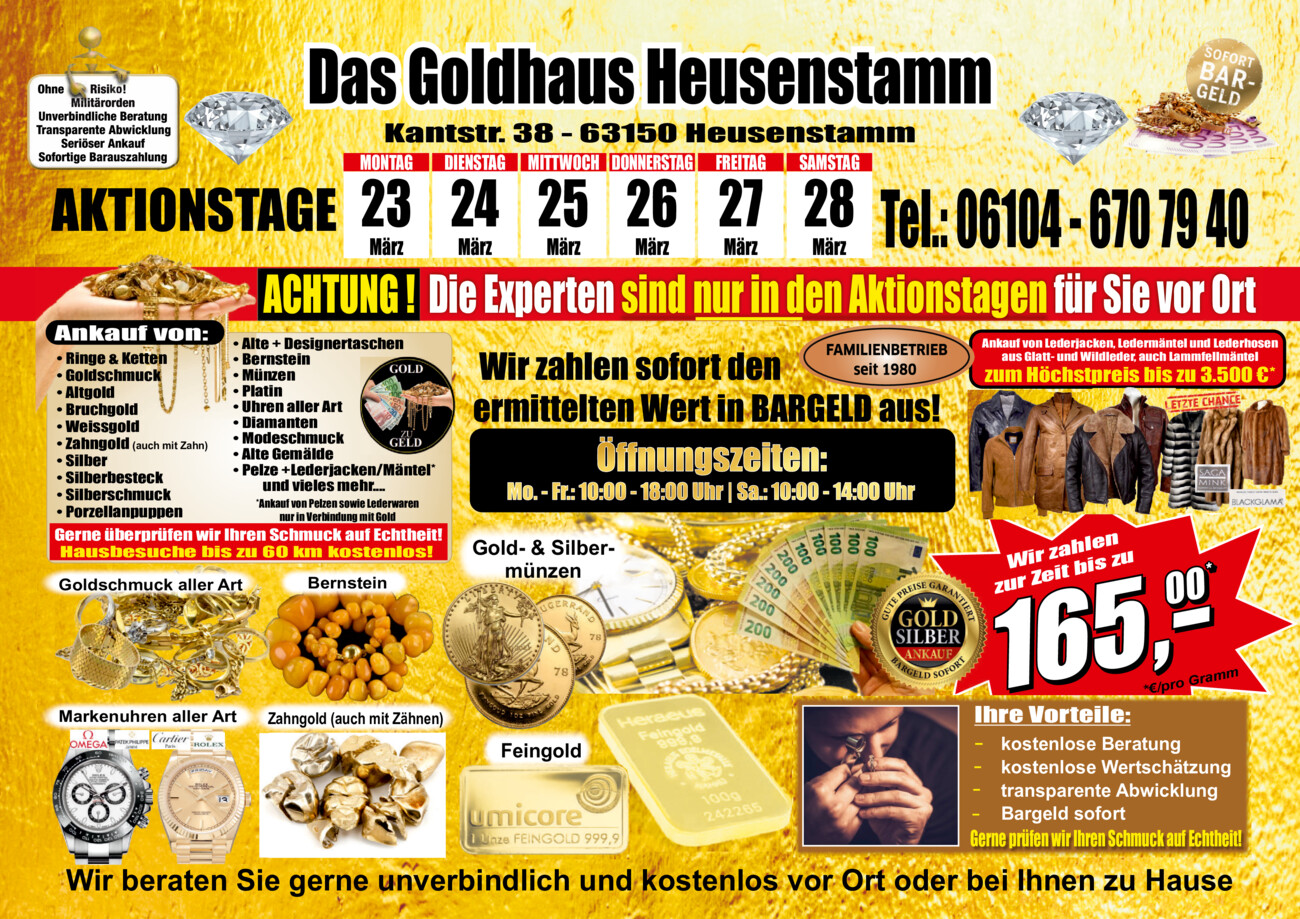 Das Goldhaus Heusenstamm vom Montag, 23.03.2026