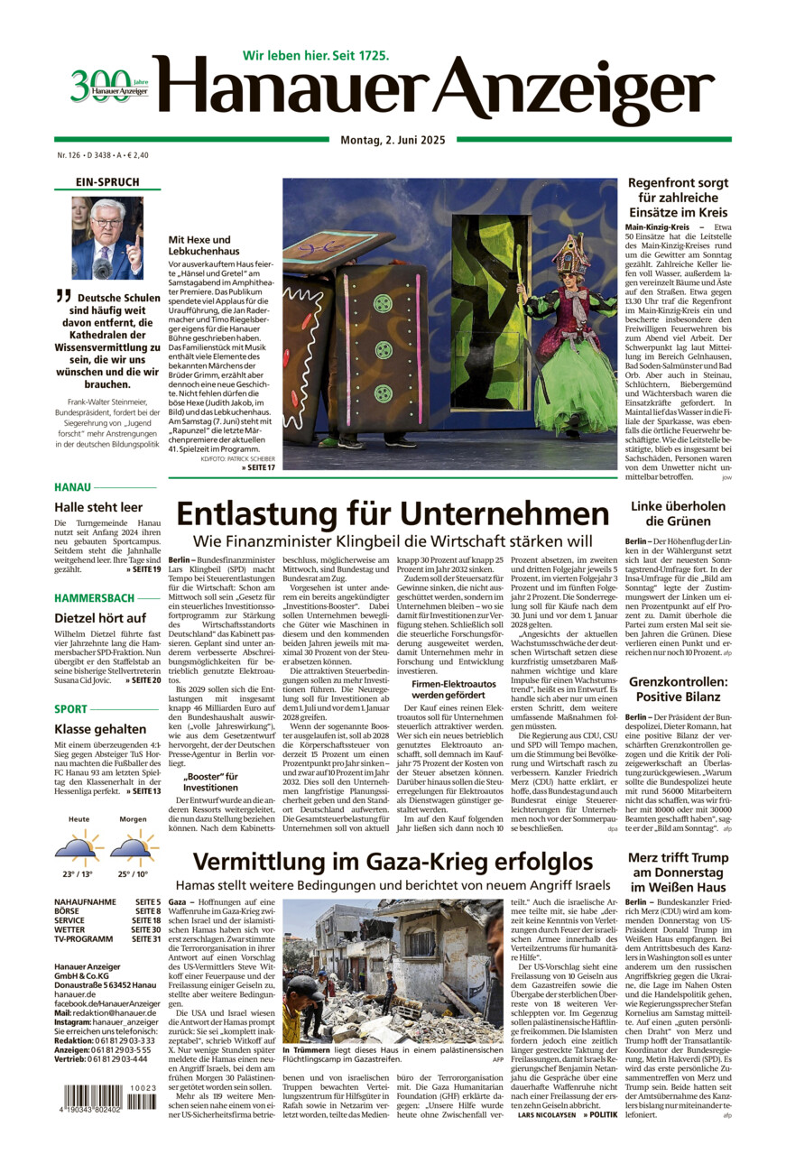 Hanauer Anzeiger vom Montag, 02.06.2025
