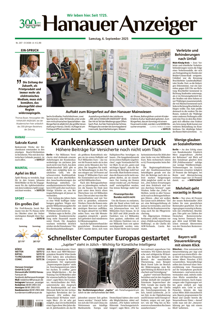 Hanauer Anzeiger vom Samstag, 06.09.2025