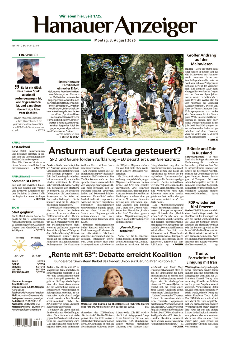 Hanauer Anzeiger vom Montag, 03.08.2026