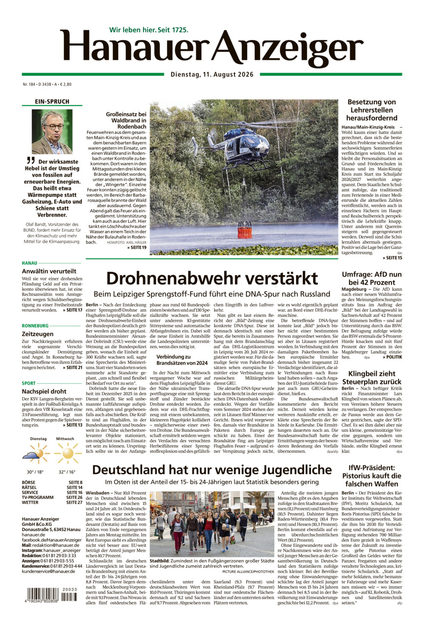 Hanauer Anzeiger vom Dienstag, 11.08.2026