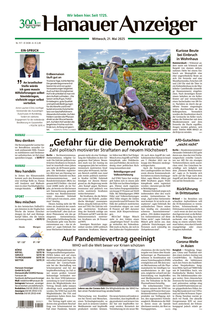 Hanauer Anzeiger vom Mittwoch, 21.05.2025