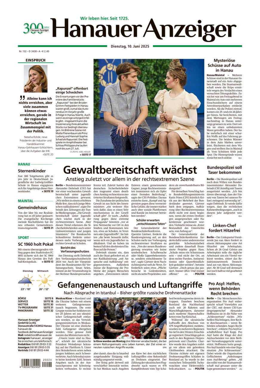 Hanauer Anzeiger vom Dienstag, 10.06.2025
