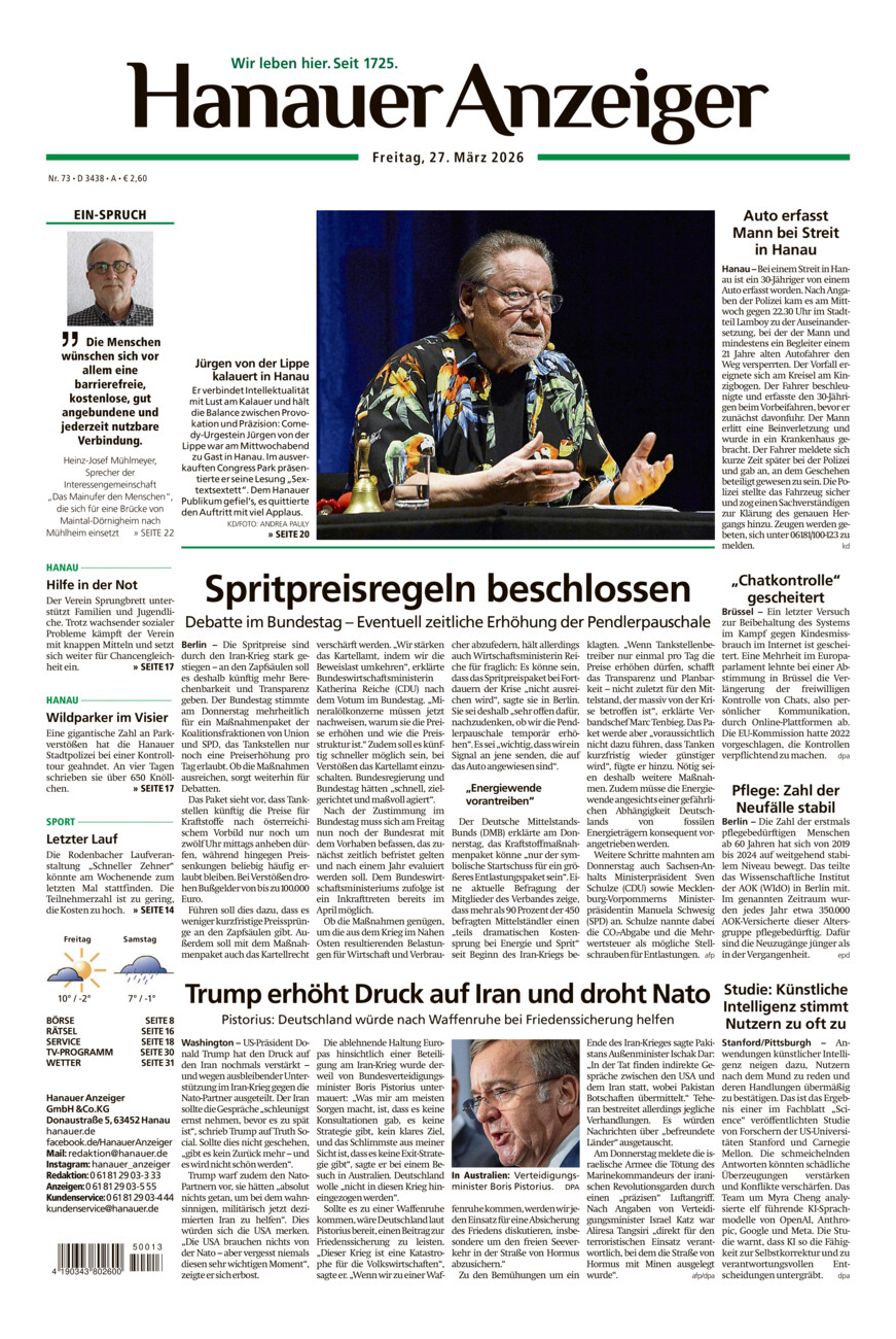 Hanauer Anzeiger vom Freitag, 27.03.2026