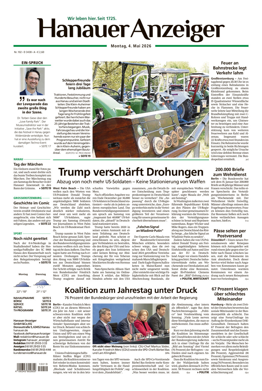 Hanauer Anzeiger vom Montag, 04.05.2026
