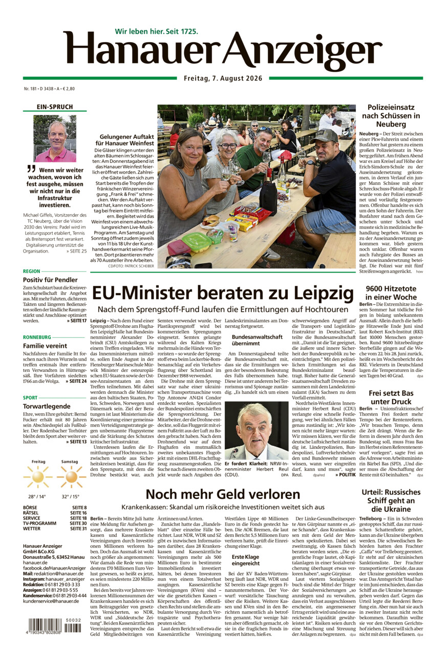 Hanauer Anzeiger vom Freitag, 07.08.2026