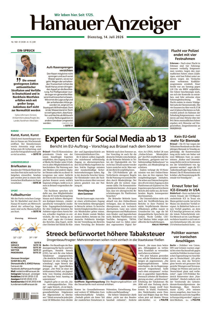 Hanauer Anzeiger vom Dienstag, 14.07.2026