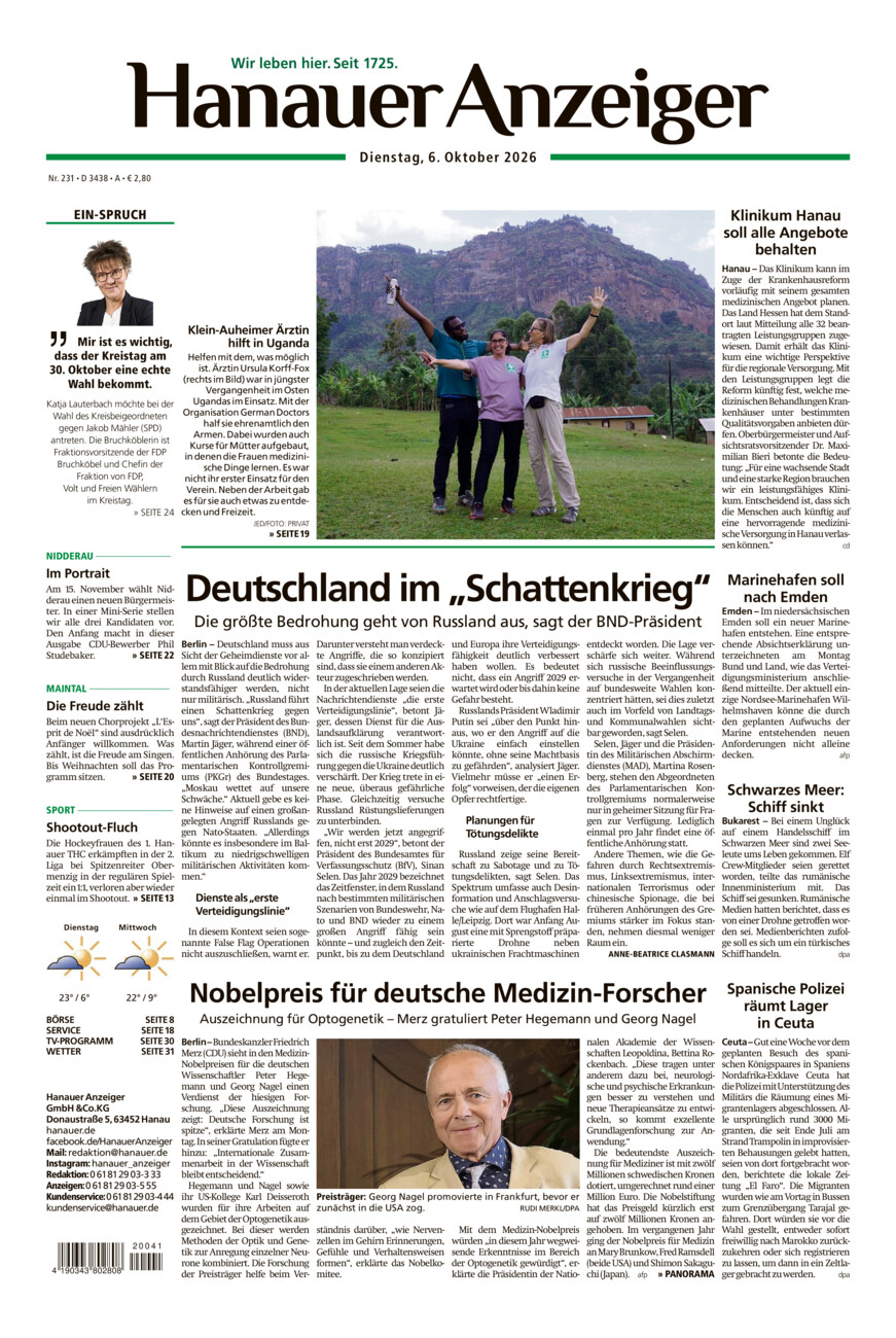 Hanauer Anzeiger vom Dienstag, 06.10.2026