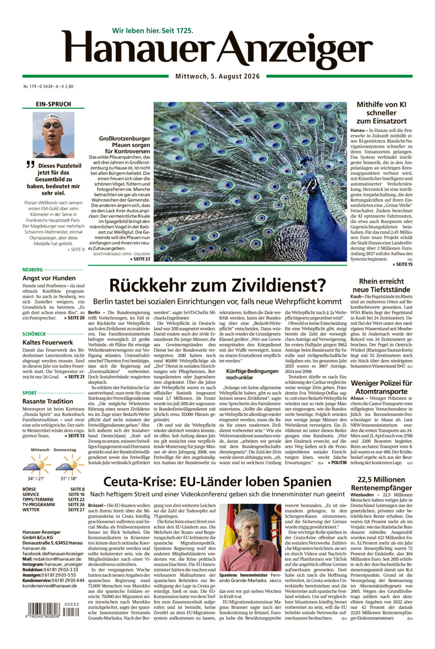 Hanauer Anzeiger vom Mittwoch, 05.08.2026