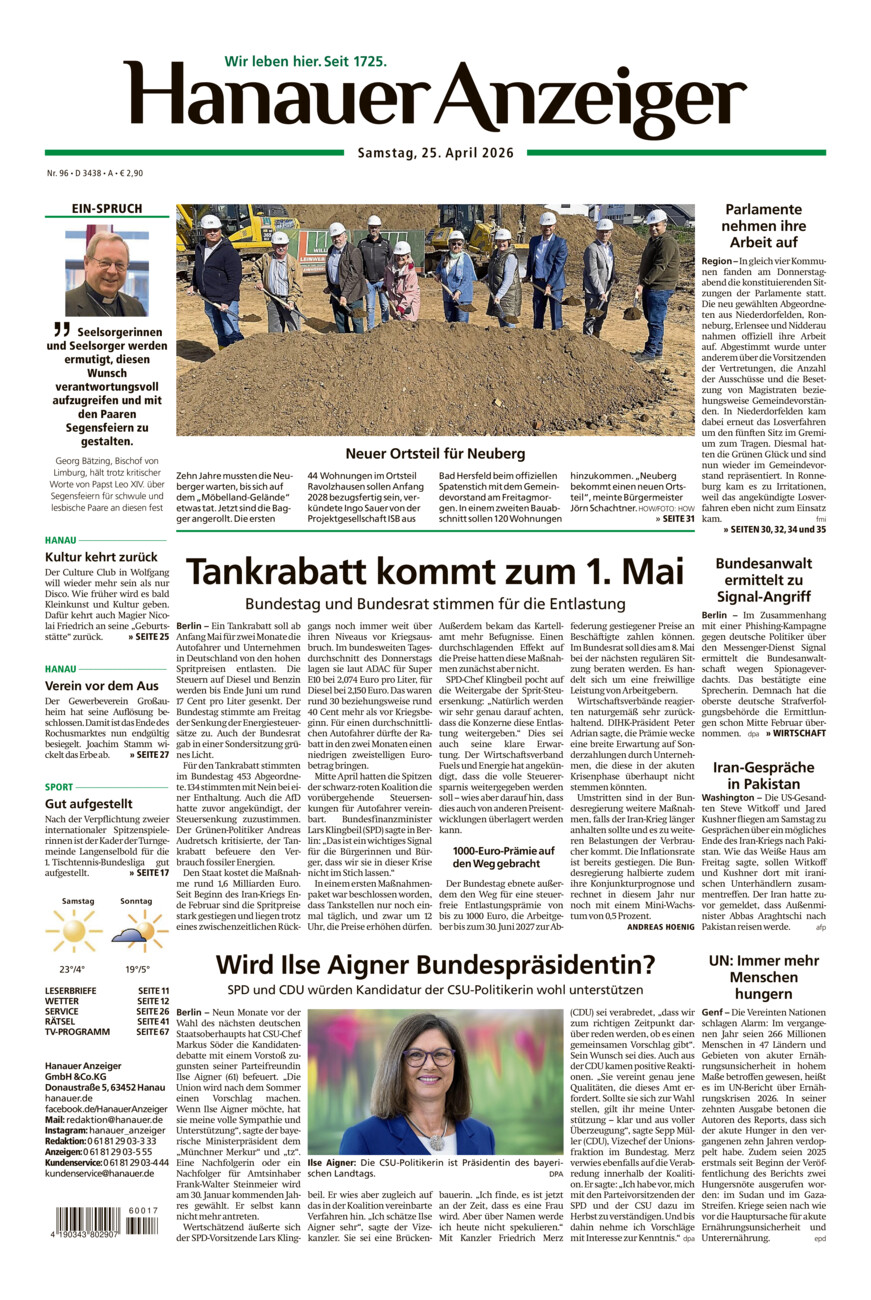Hanauer Anzeiger vom Samstag, 25.04.2026