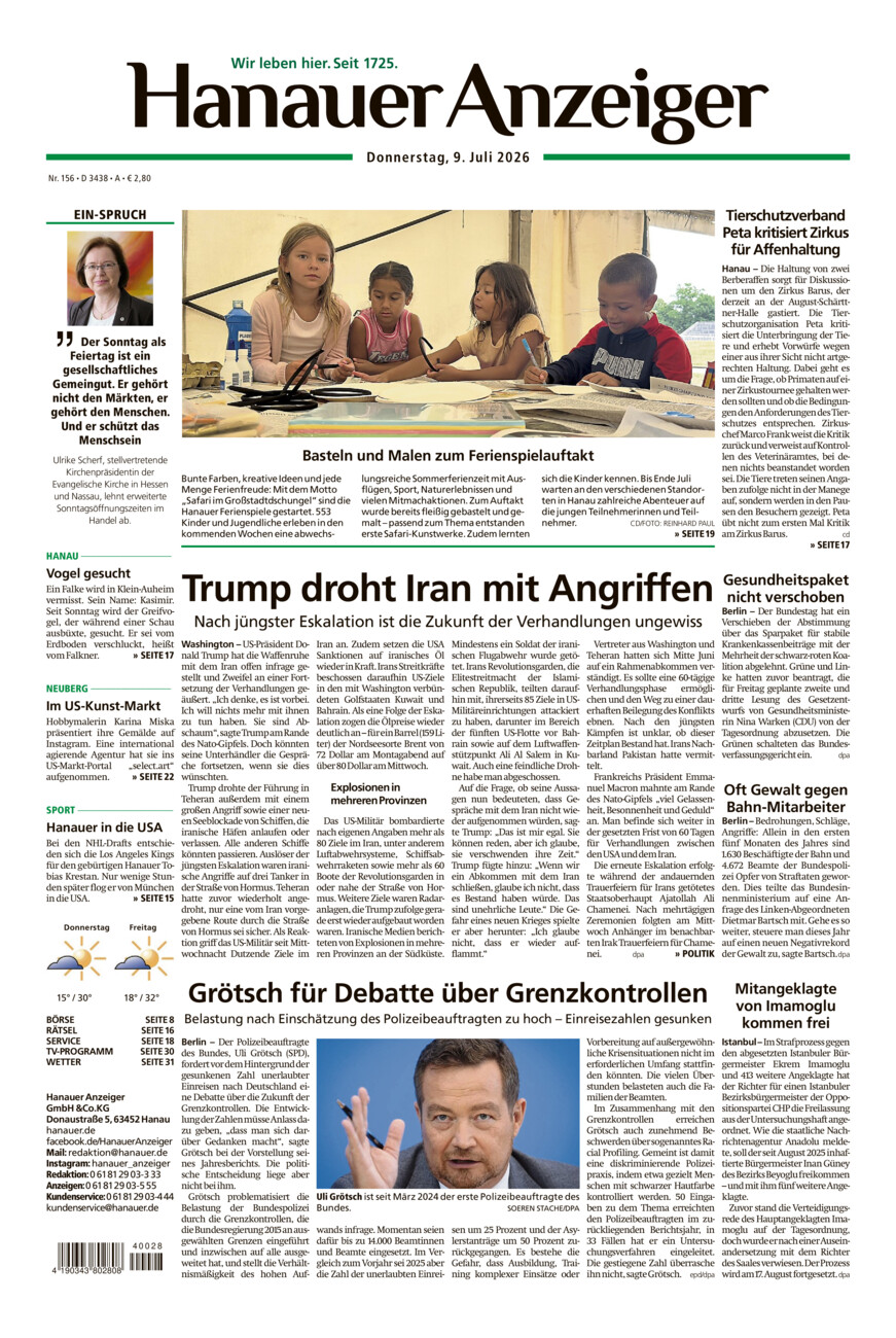 Hanauer Anzeiger vom Donnerstag, 09.07.2026