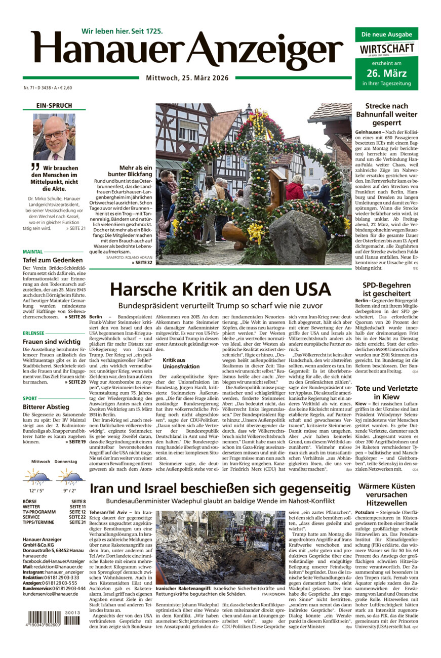 Hanauer Anzeiger vom Mittwoch, 25.03.2026