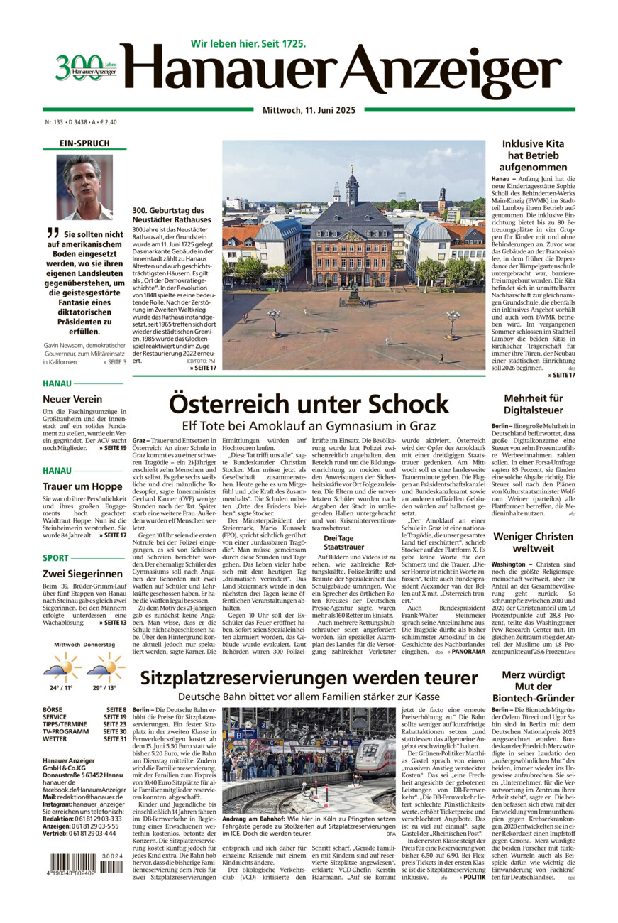 Hanauer Anzeiger vom Mittwoch, 11.06.2025