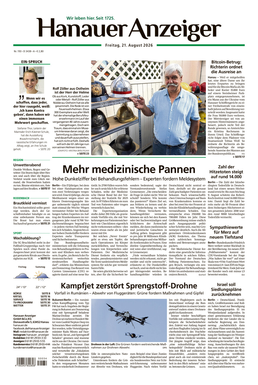 Hanauer Anzeiger vom Freitag, 21.08.2026