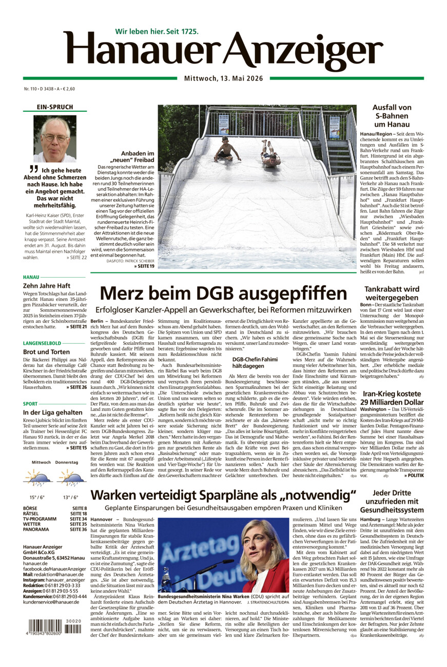 Hanauer Anzeiger vom Mittwoch, 13.05.2026