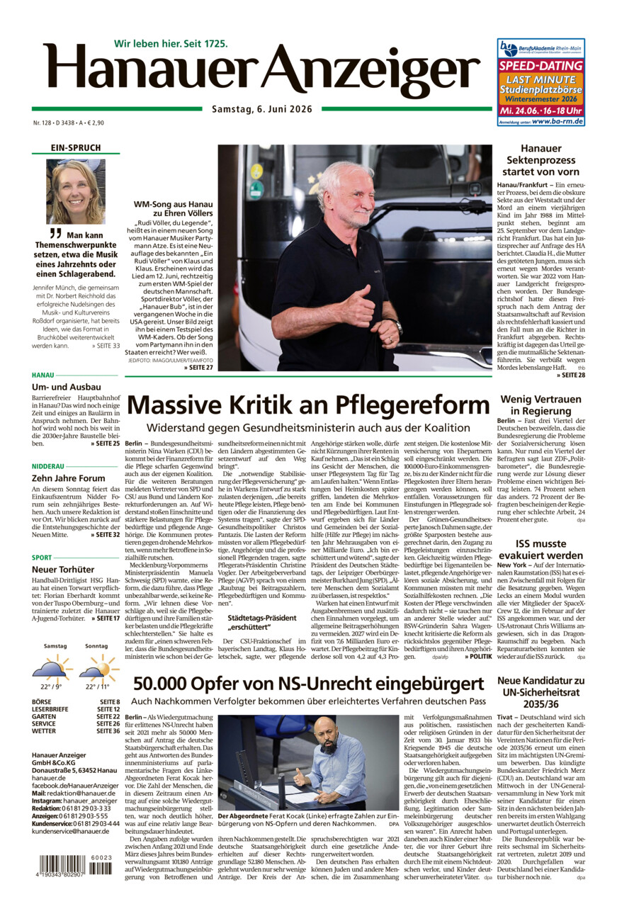 Hanauer Anzeiger vom Samstag, 06.06.2026