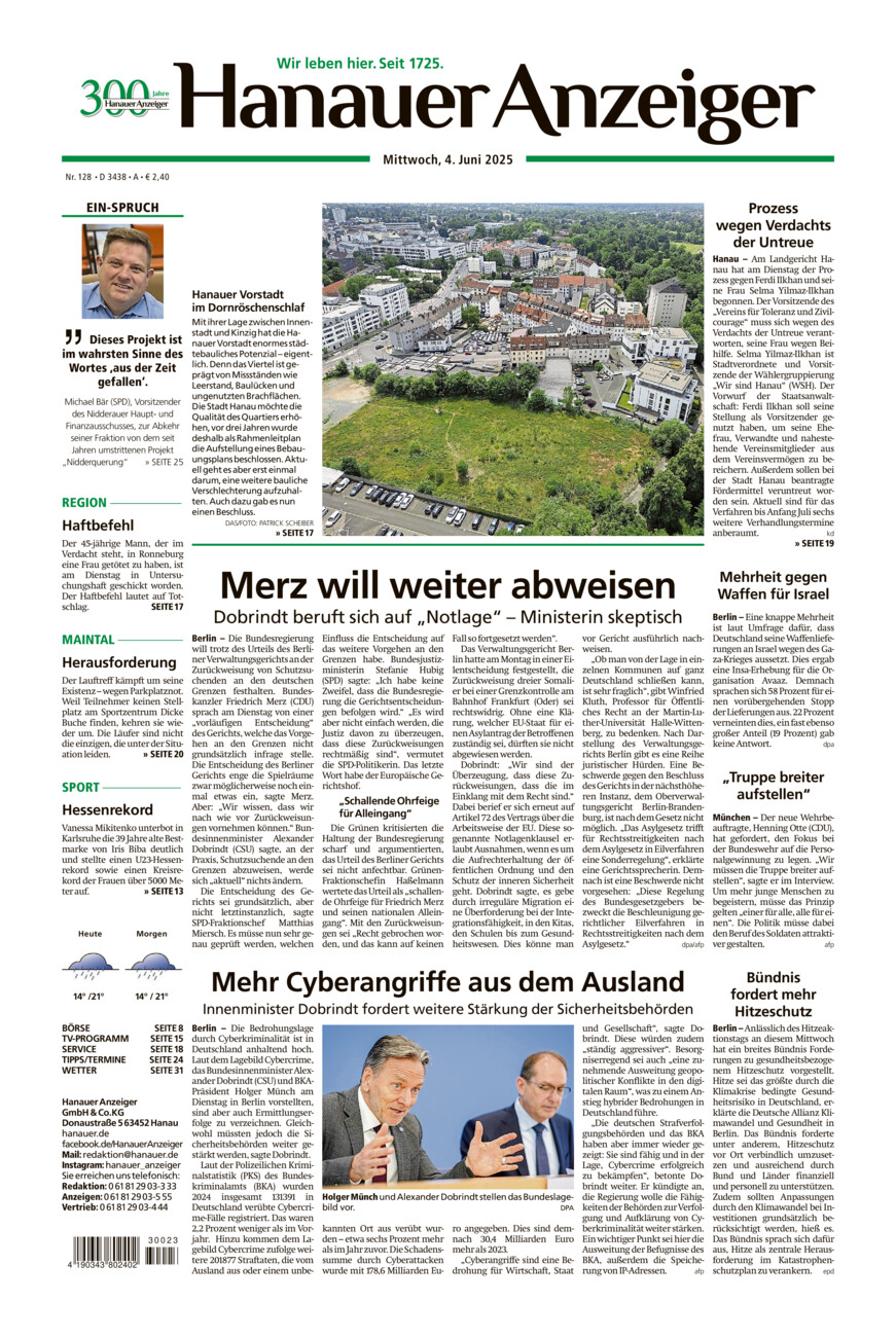 Hanauer Anzeiger vom Mittwoch, 04.06.2025