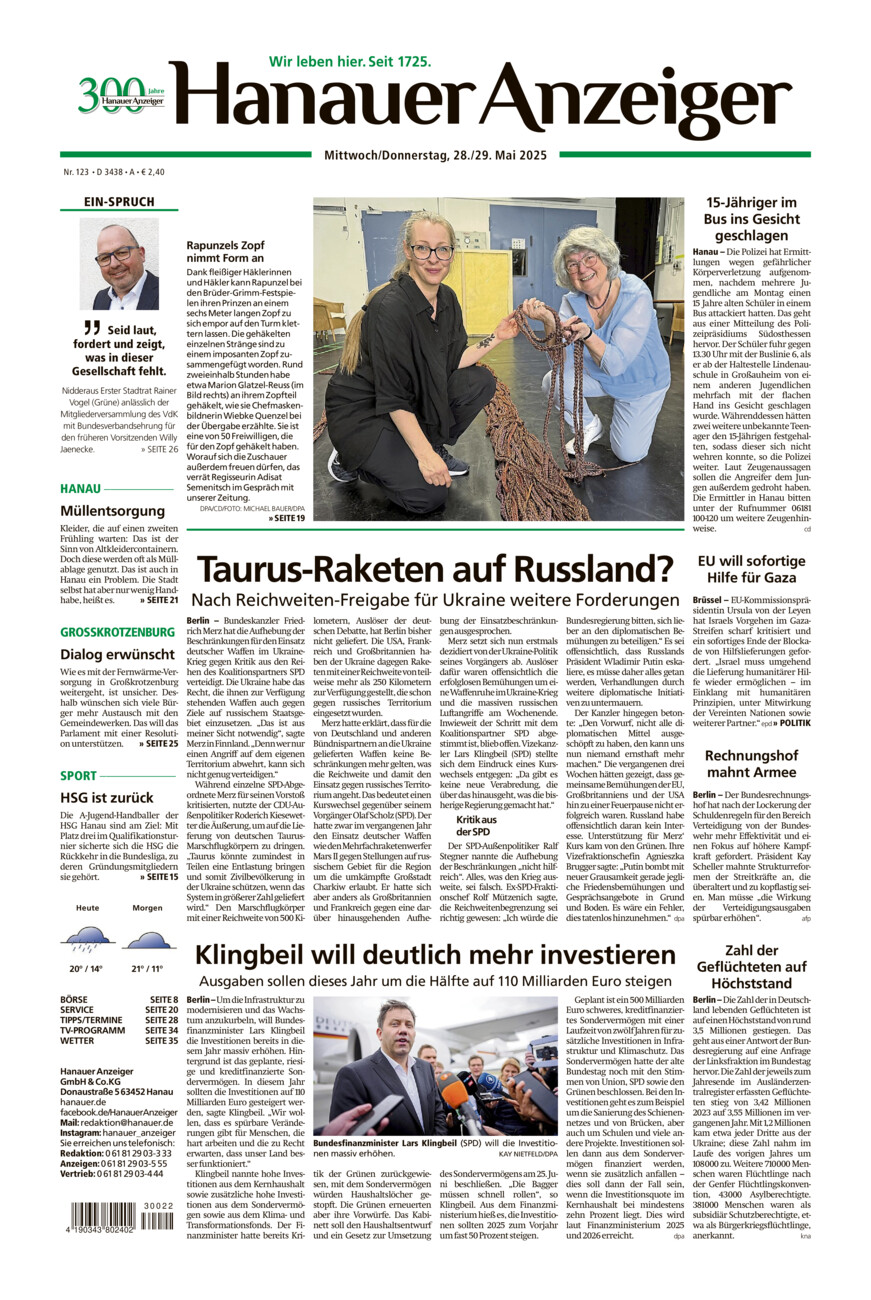Hanauer Anzeiger vom Mittwoch, 28.05.2025