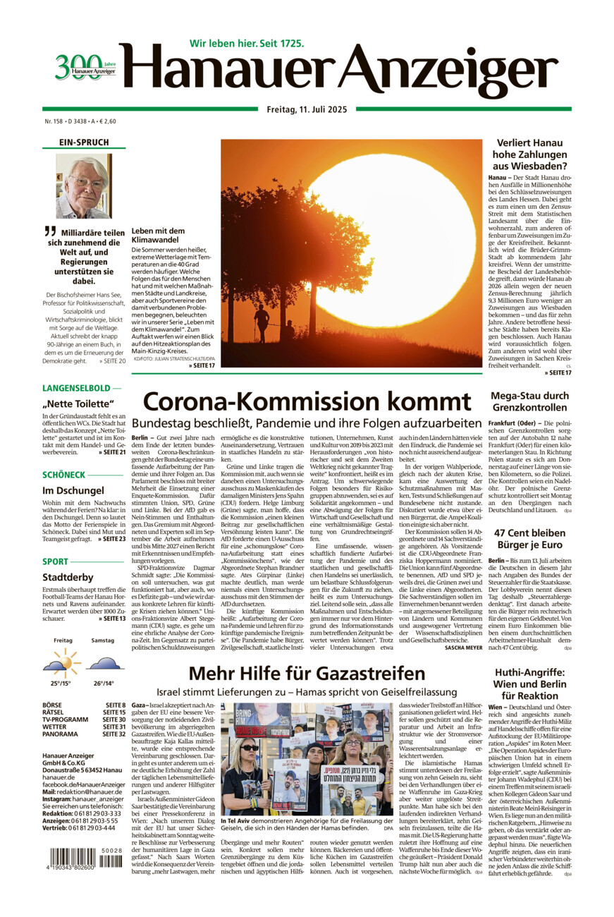 Hanauer Anzeiger vom Freitag, 11.07.2025
