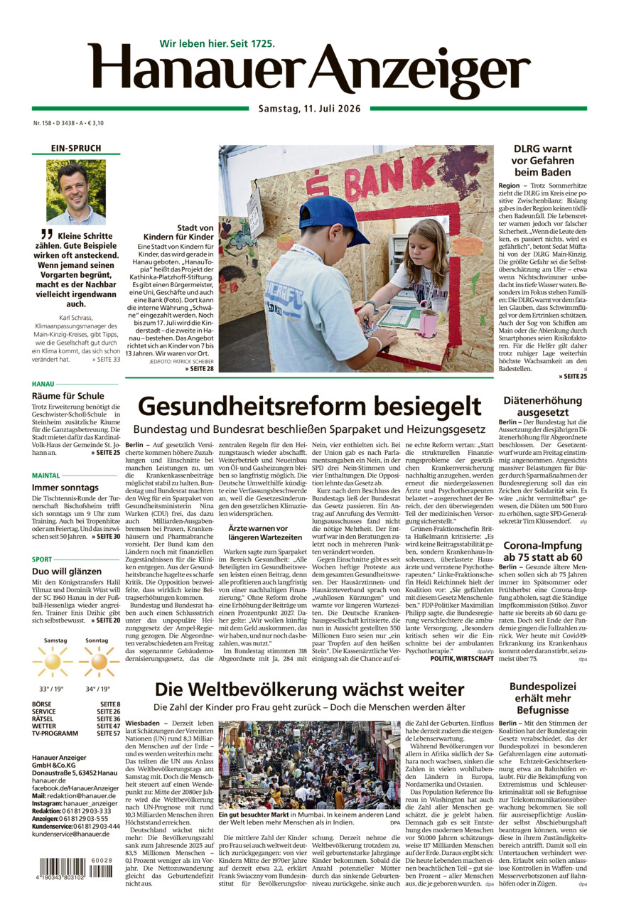 Hanauer Anzeiger vom Samstag, 11.07.2026