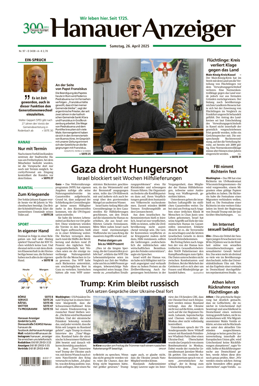 Hanauer Anzeiger vom Samstag, 26.04.2025