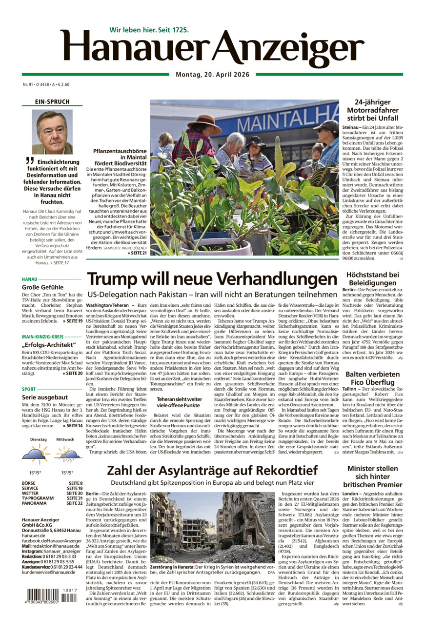 Hanauer Anzeiger vom Montag, 20.04.2026