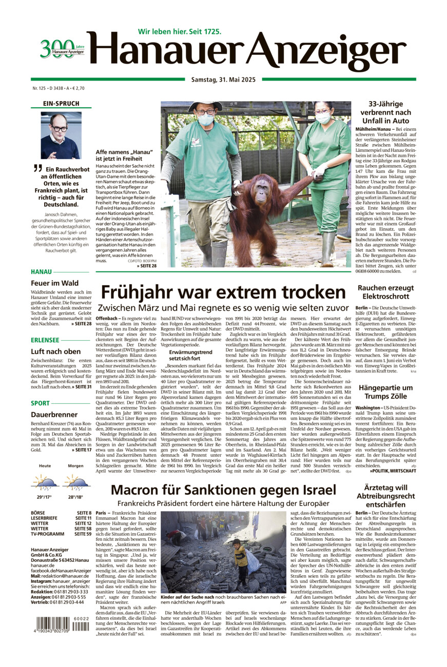Hanauer Anzeiger vom Samstag, 31.05.2025