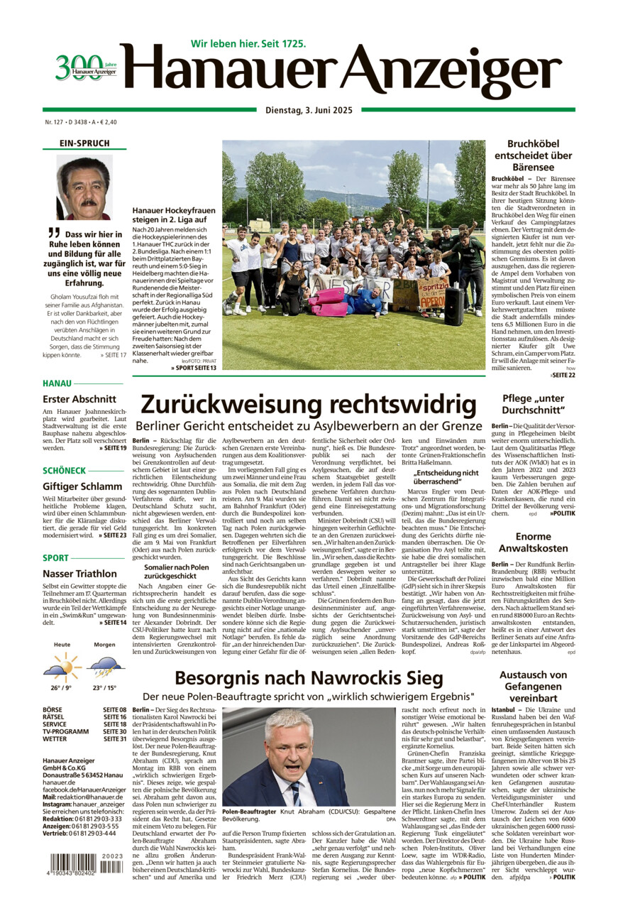 Hanauer Anzeiger vom Dienstag, 03.06.2025