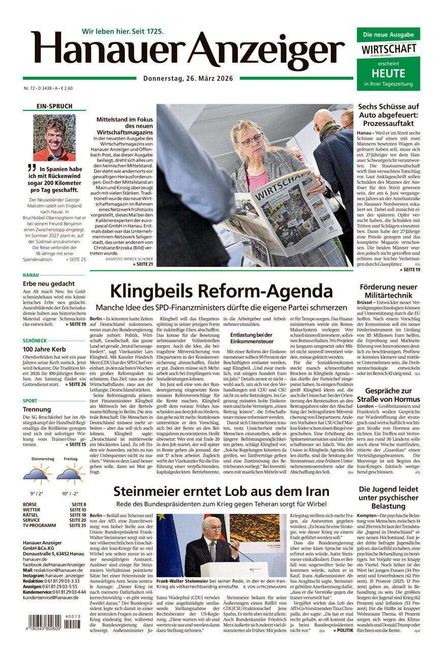 Hanauer Anzeiger vom Donnerstag, 26.03.2026