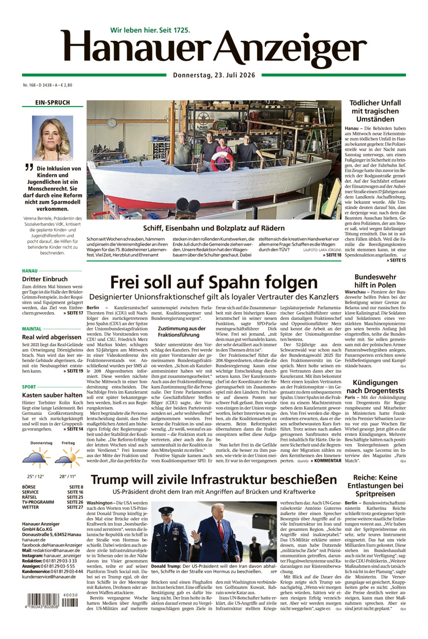 Hanauer Anzeiger vom Donnerstag, 23.07.2026