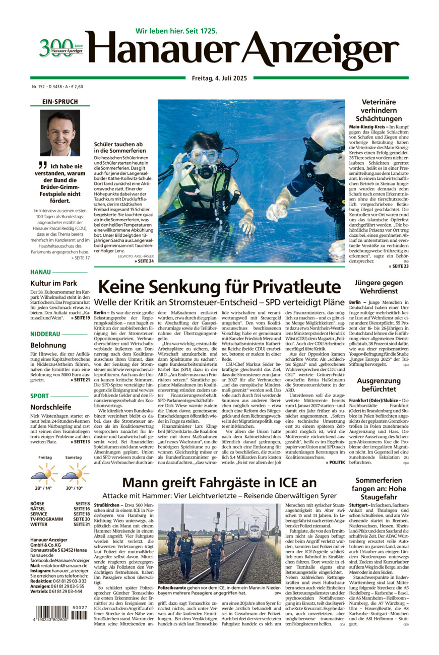 Hanauer Anzeiger vom Freitag, 04.07.2025