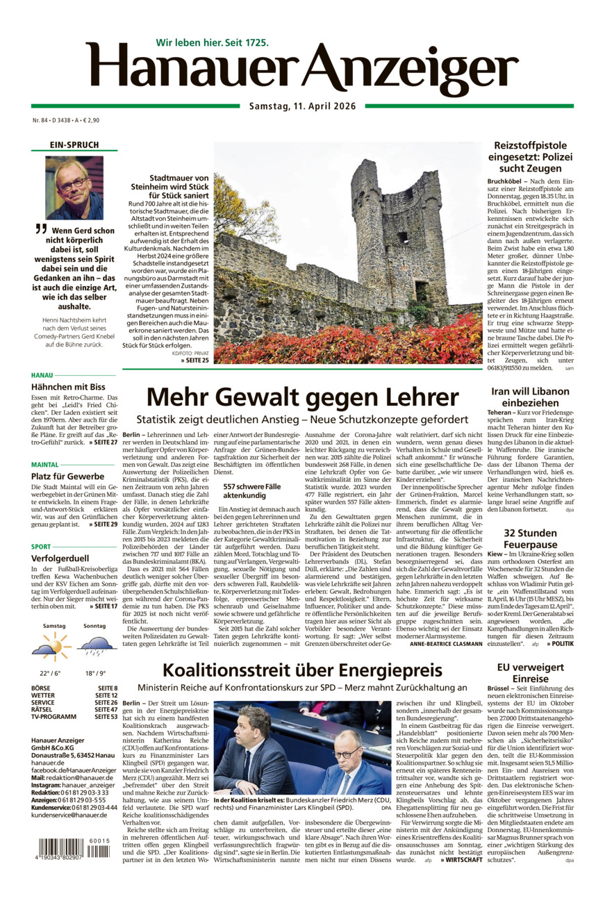 Hanauer Anzeiger vom Samstag, 11.04.2026