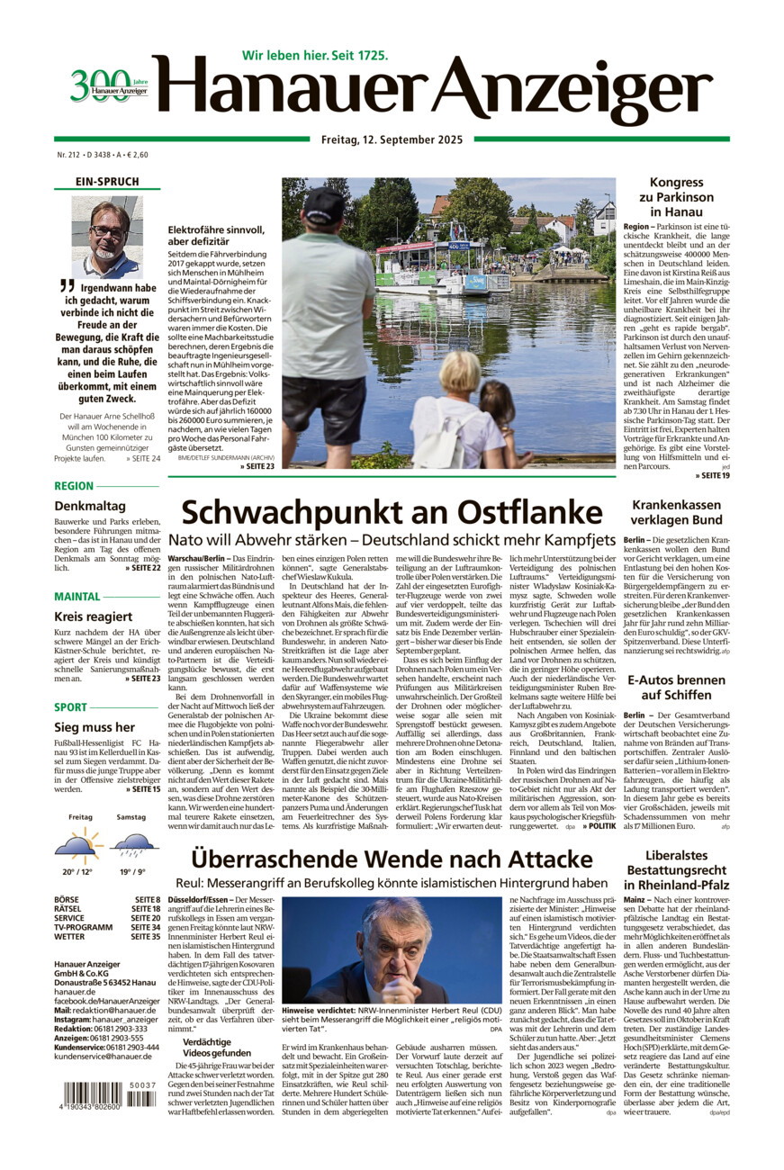 Hanauer Anzeiger vom Freitag, 12.09.2025
