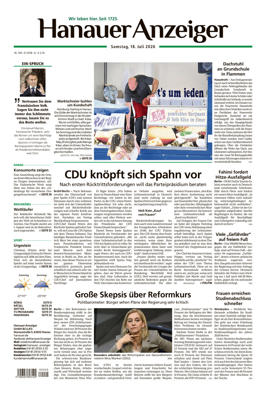 Hanauer Anzeiger vom Samstag, 18.07.2026