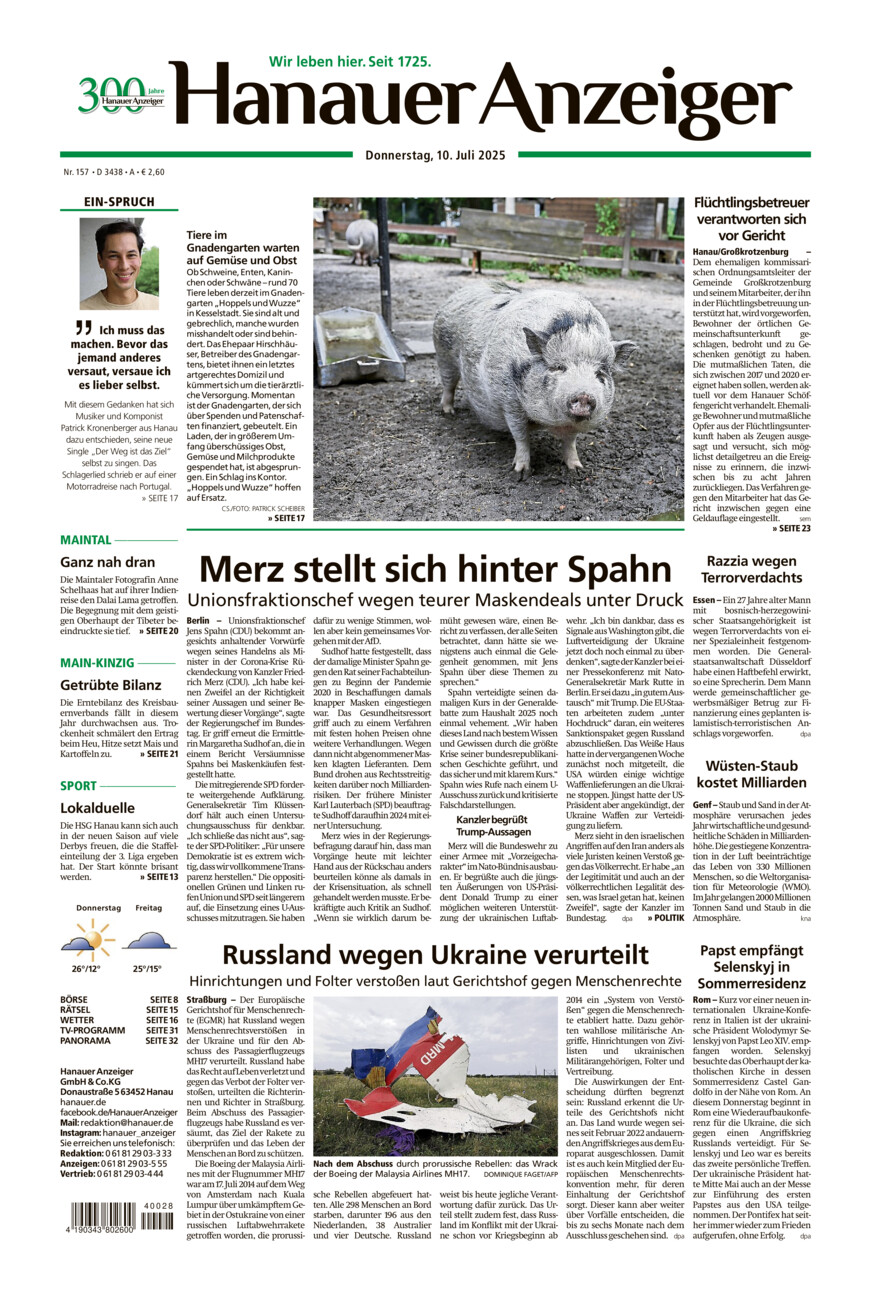 Hanauer Anzeiger vom Donnerstag, 10.07.2025
