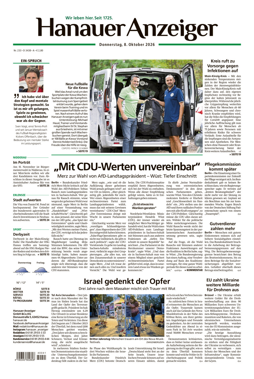 Hanauer Anzeiger vom Donnerstag, 08.10.2026