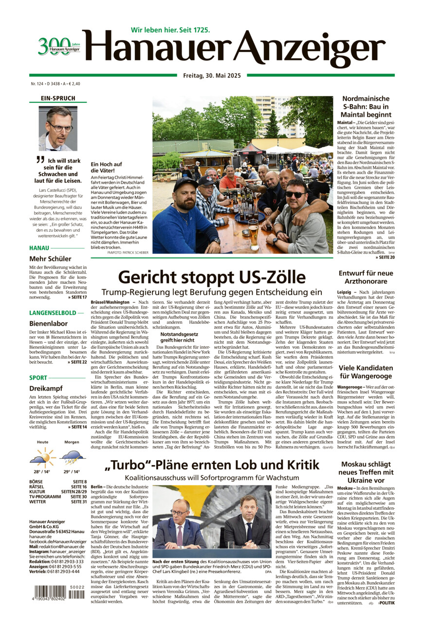 Hanauer Anzeiger vom Freitag, 30.05.2025