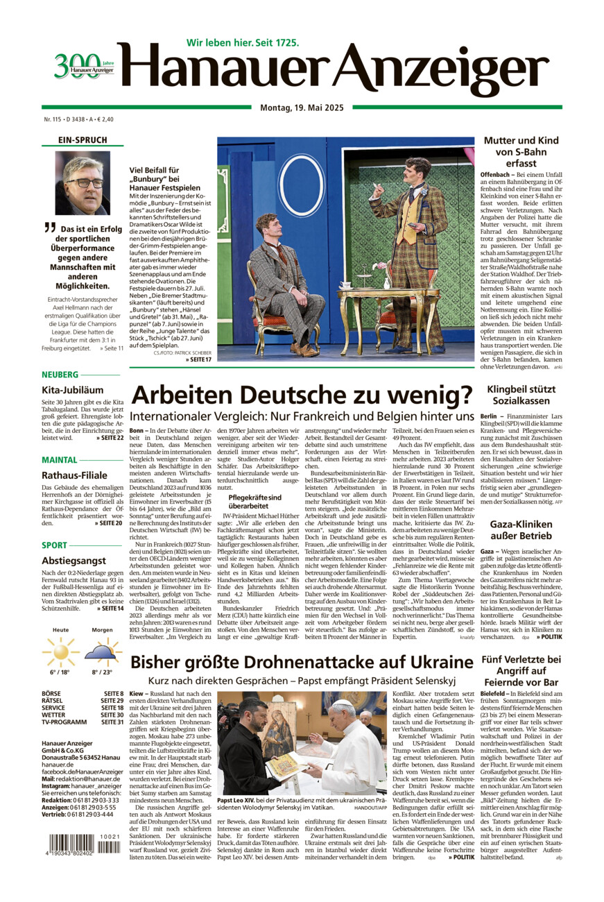 Hanauer Anzeiger vom Montag, 19.05.2025