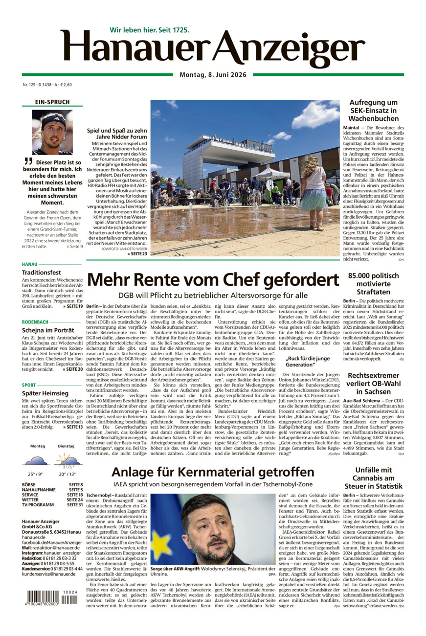 Hanauer Anzeiger vom Montag, 08.06.2026