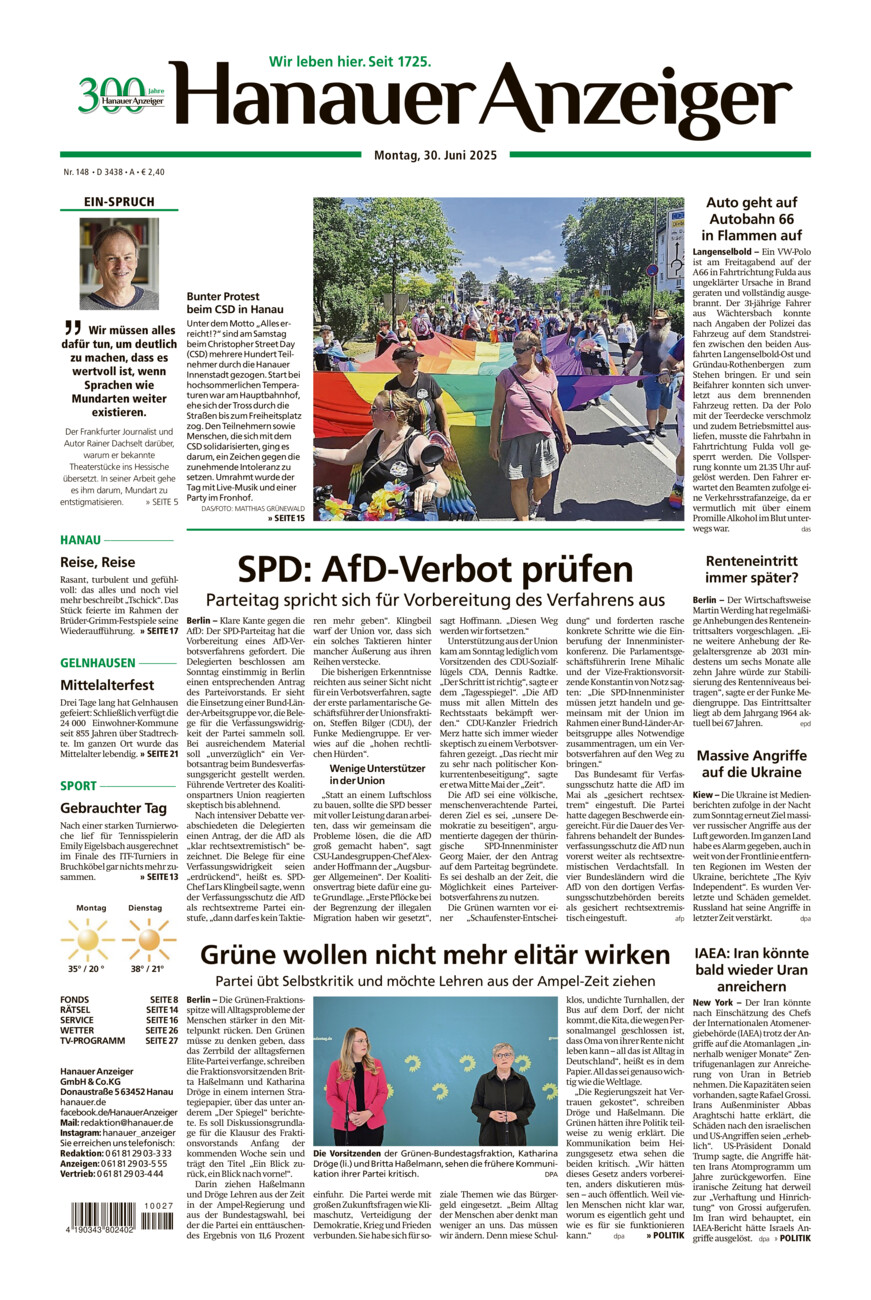 Hanauer Anzeiger vom Montag, 30.06.2025