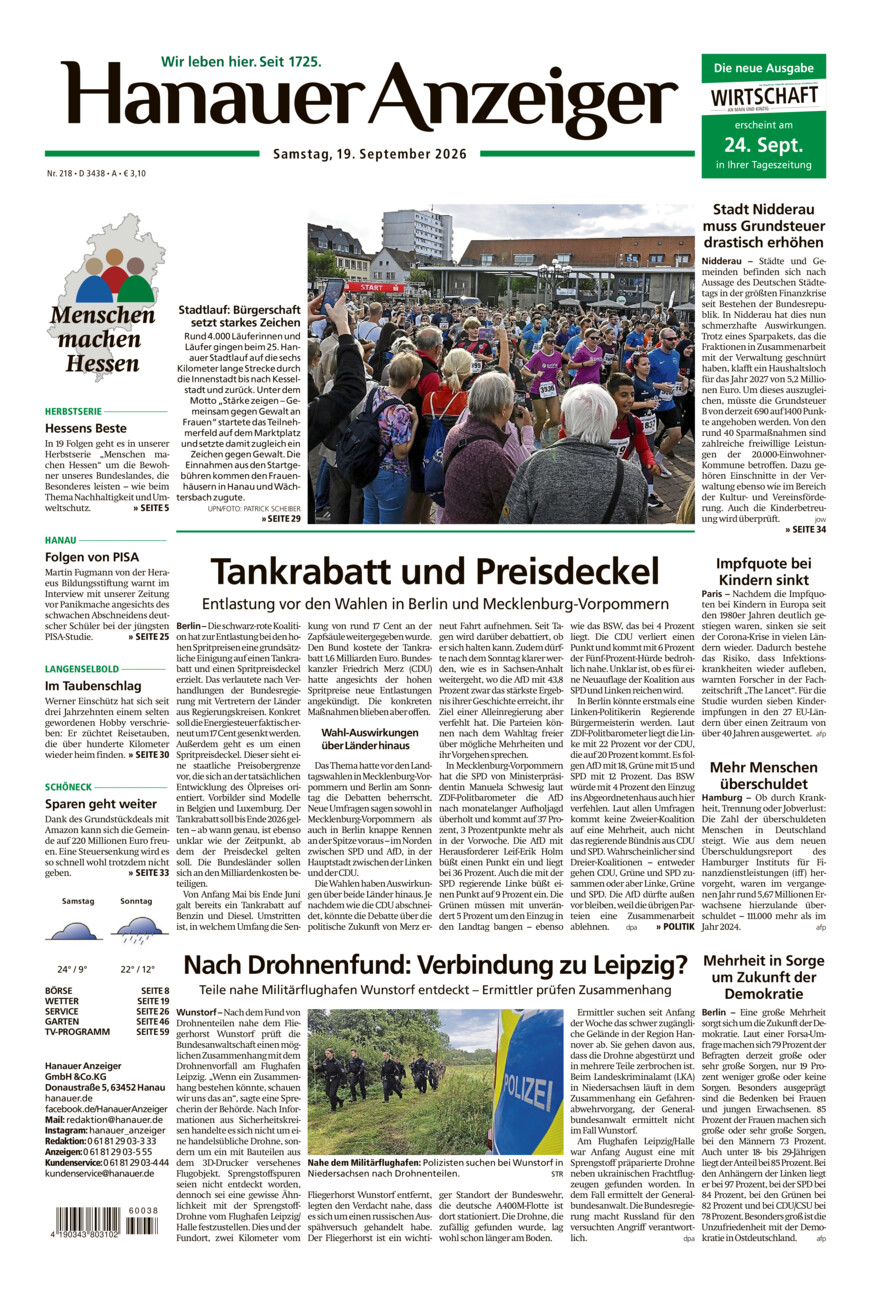 Hanauer Anzeiger vom Samstag, 19.09.2026