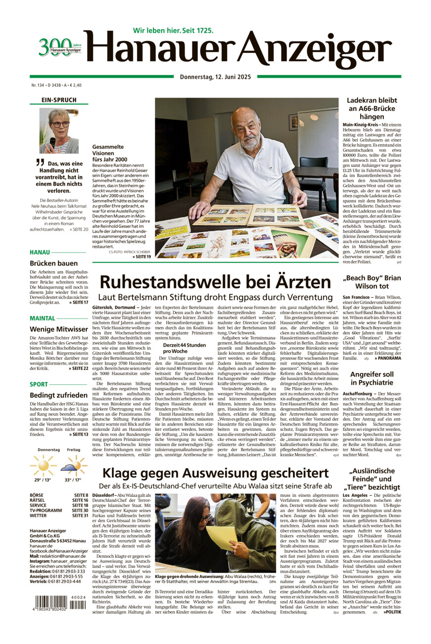 Hanauer Anzeiger vom Donnerstag, 12.06.2025