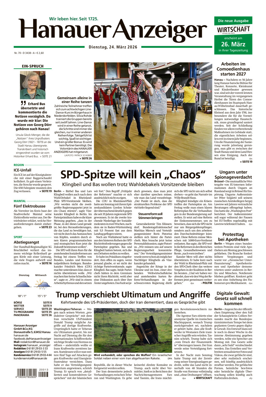 Hanauer Anzeiger vom Dienstag, 24.03.2026