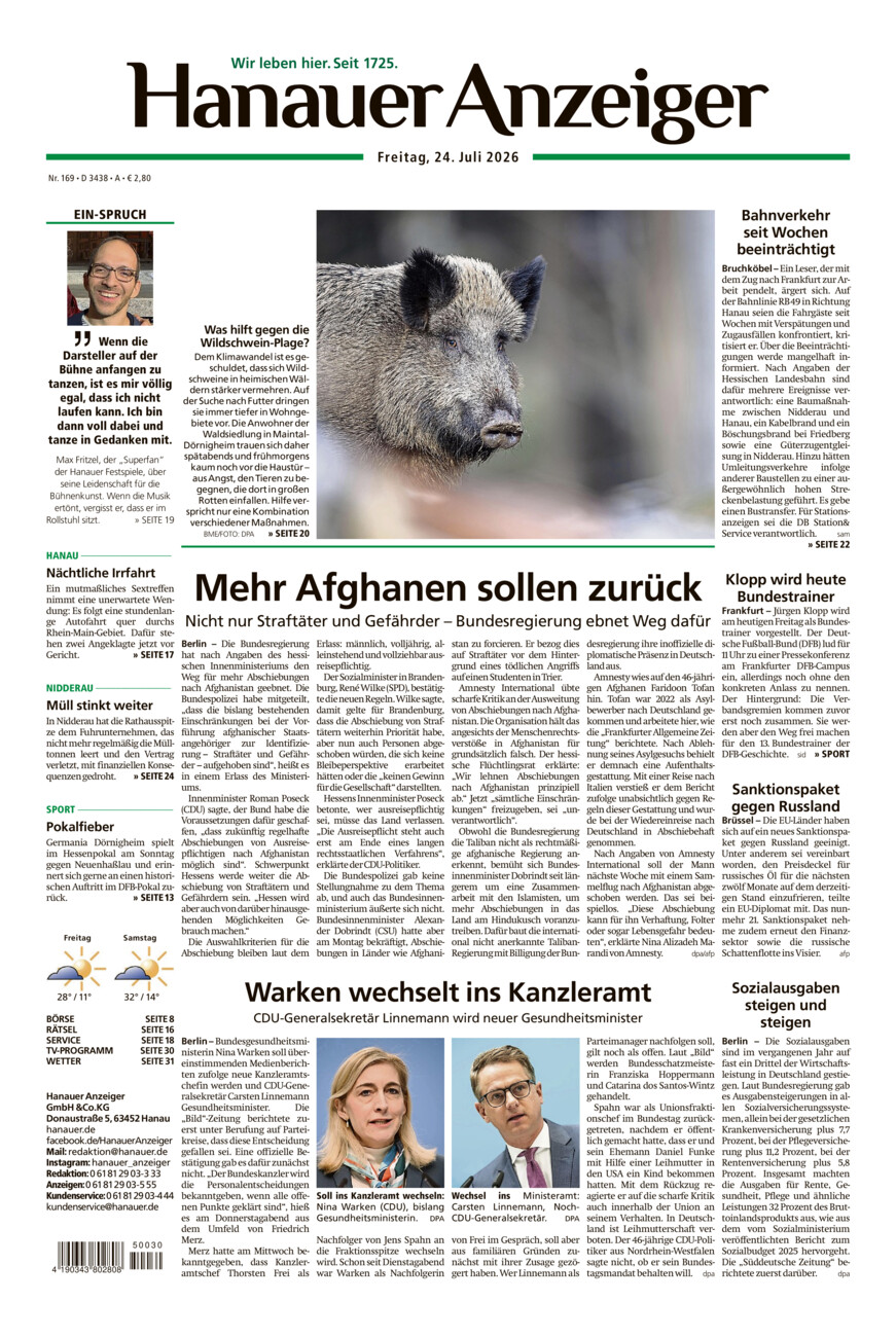 Hanauer Anzeiger vom Freitag, 24.07.2026