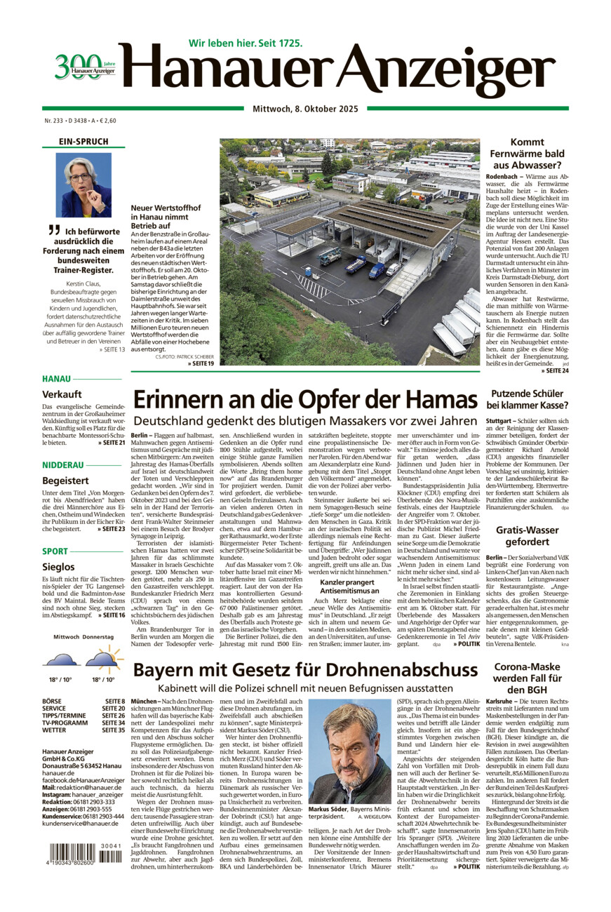 Hanauer Anzeiger vom Mittwoch, 08.10.2025