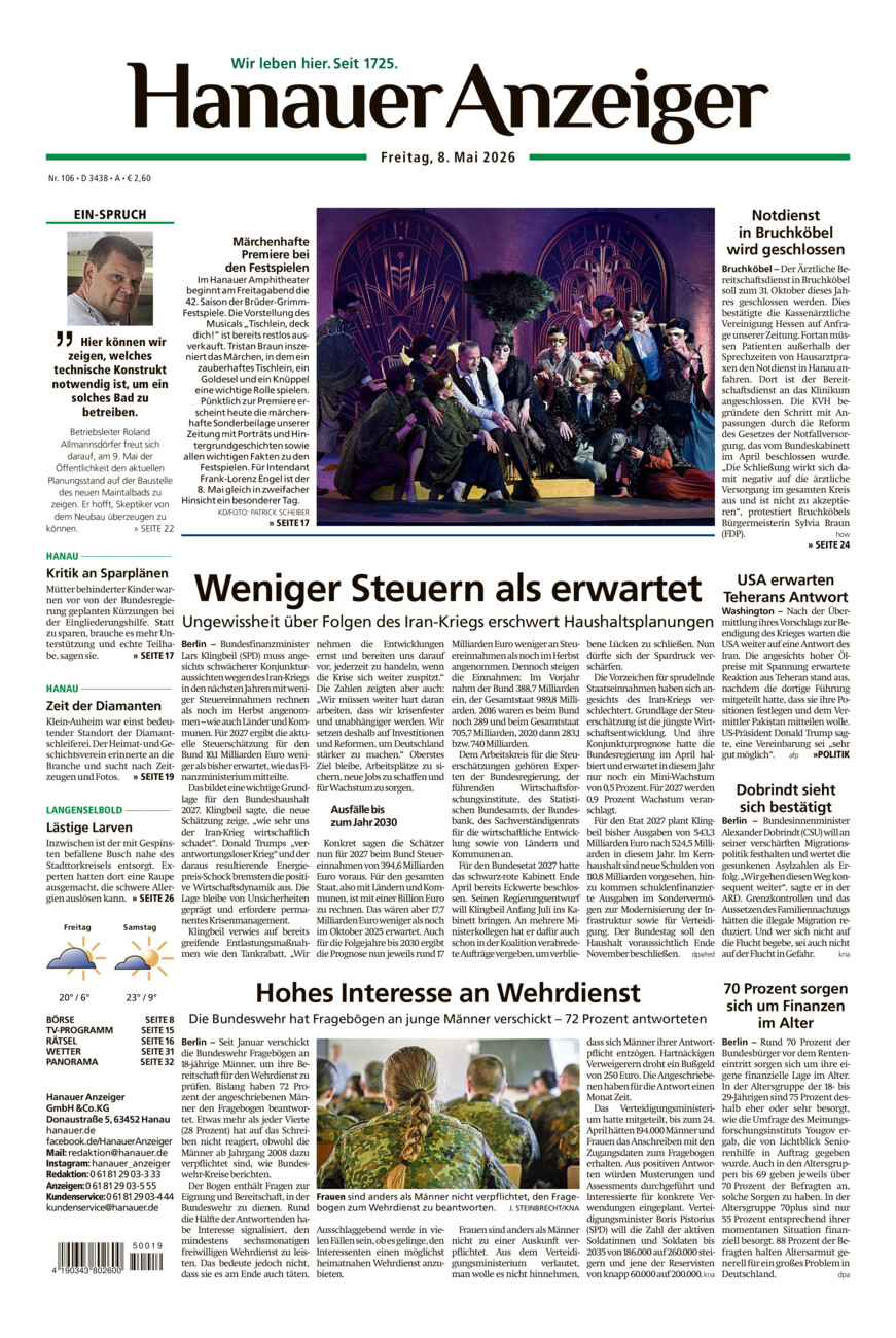 Hanauer Anzeiger vom Freitag, 08.05.2026